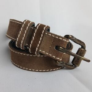 ESPRIT Vintage Women Belt Suede 70 CM Color Brown Brass Buckle